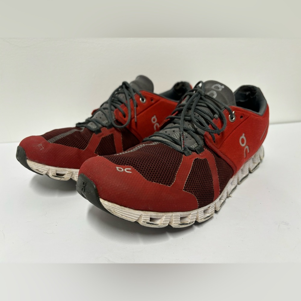ON RUNNING On Cloud Maroon Red White Running Sneakers Men’s Size 10 1/2 - Picture 2 of 6